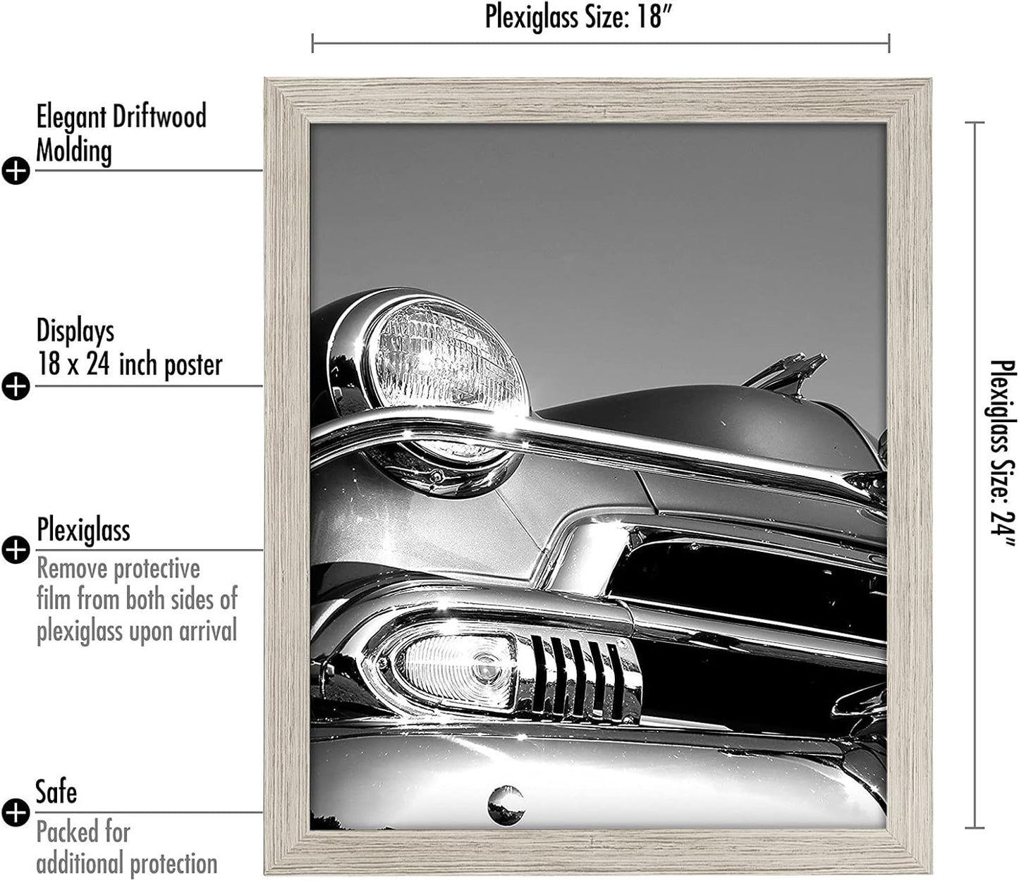 Americanflat 16x20 Picture Frame with Polished Plexiglass - Black Picture Frame - Wide Photo Frames Made of Engineered Wood for Vertical or Horizontal Wall Display - Epic Collection - Black - Colors B