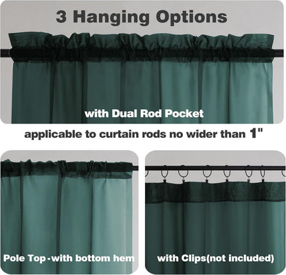 Chyhomenyc Sheer White Valances for Windows 2 Pack, Small Window Curtains for Living Room Bathroom Cafe Laundry Basement, Modern Top Dual Rod Pocket Voile Curtain, 42W x 14L inches, White - Colors B