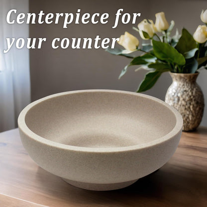 LIN CHUAN Large Decorative Bowl, Fruit Bowl for Kitchen Counter, Modern Resin Bowl for Home Decor, Key Holder for Entry Table, Sand Beige