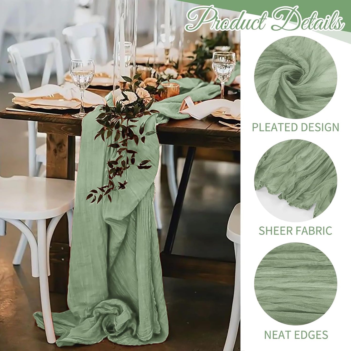 10 Pack Beige Cheesecloth Table Runner 17x108 Inch Boho Gauze Cheese Cloth Table Runners for Wedding Party Baby Shower Birthday Home Decor