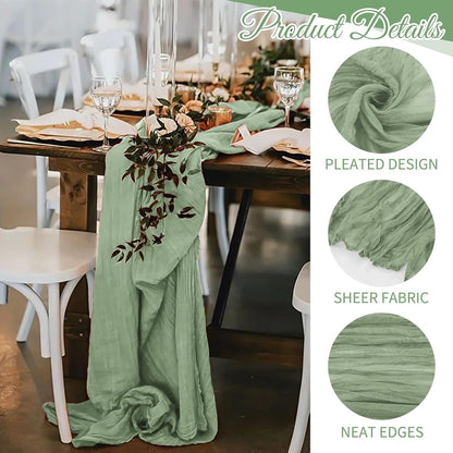 10 Pack Beige Cheesecloth Table Runner 17x108 Inch Boho Gauze Cheese Cloth Table Runners for Wedding Party Baby Shower Birthday Home Decor