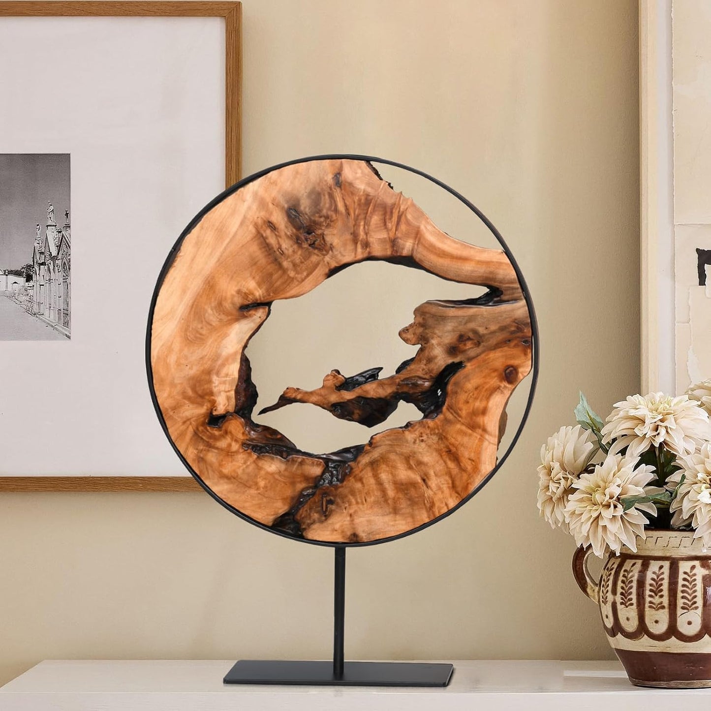 WELLAND Irregular Cedar Wood Sculpture 8.75" W x 1.75" D x 17.75" H Natural Edge Tabletop Statues, Handmade Ornaments, Décor for Living Room, Home Office, Bedroom,