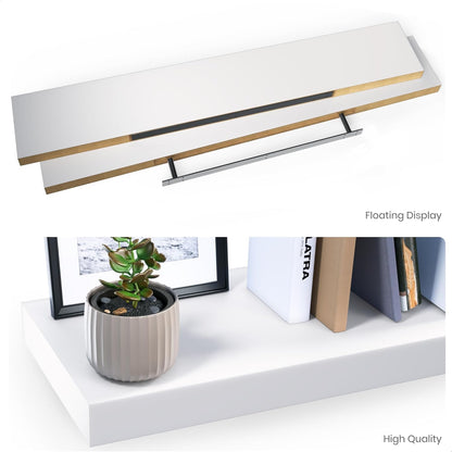 Ballucci Floating Shelves for Wall, 48" Wood Wall Shelf Set of 2, with Invisible Brackets for Bathroom, Living Room, Bedroom, Kitchen, Nursery, 8" Deep, Black