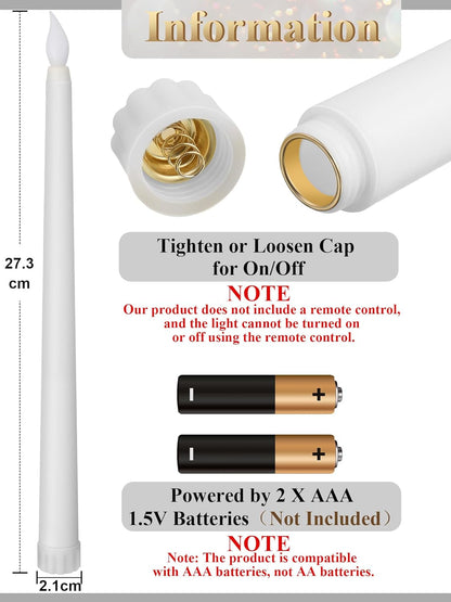 Treela 24 Pcs Flameless Taper Candles Battery Operated Bulk Fake Candles Light LED Candle Sticks Flickering Tapered for Easter Wedding Anniversary Decoration(Basic,11 Inch,Ivory)