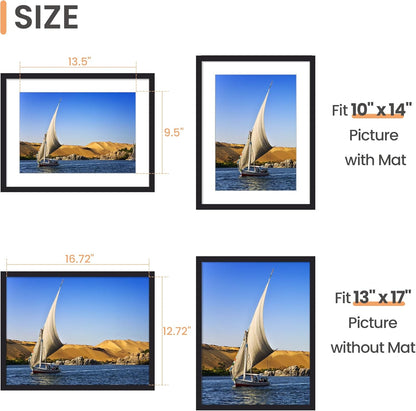 upsimples 8x10 Picture Frame, Display Pictures 5x7 with Mat or 8x10 Without Mat, Wall Hanging Photo Frame, Black, 1 Pack - Colors B