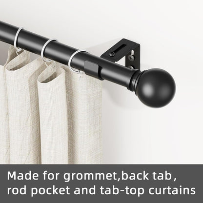 GXOACKJ Curtain Rods for windows 32-48 inch, 5/8 inch Decorative Curtain Rod Set, Matte Black Splicing Heavy Duty Metal Curtain Rod with Brackets
