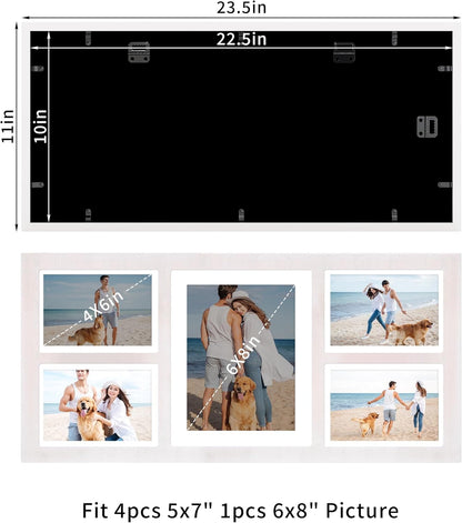 YESKAY 4x6 Picture Frame Collage for Wall Decor, Multiple Photo Collage Frames with Tempered Glass, 7-Opening for 4 x 6 Picture Frames, Rustic Brown, 1 Pack
