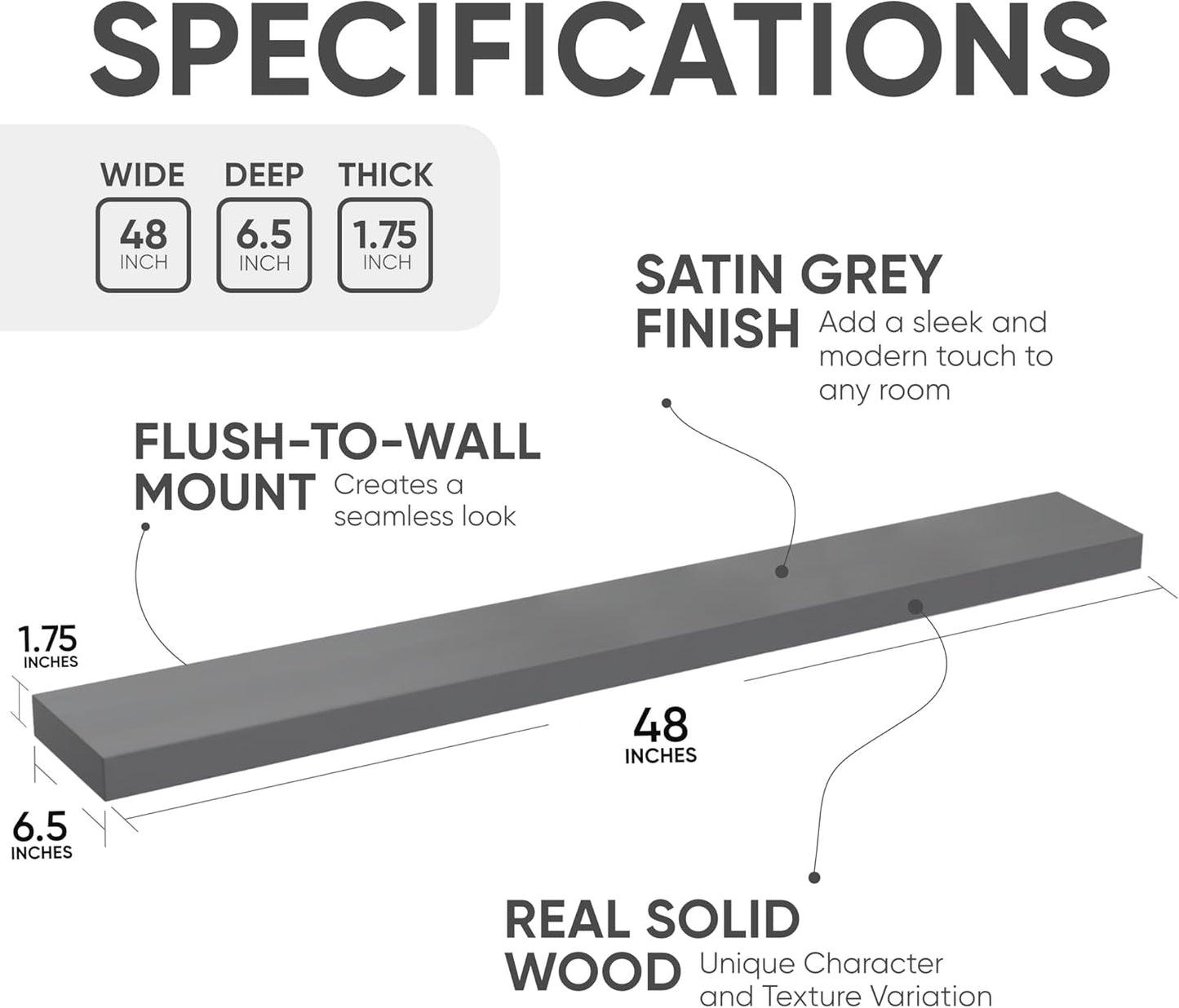 Homeforia 24 inch Natural Floating Shelf, High End Solid Real Wood 24inch Small Floating Shelves for Wall Mounted, Natural Wooden Floating Shelves, Heavy Duty Bracket, 24 X 6.5 X 1.75 in, Set of 2