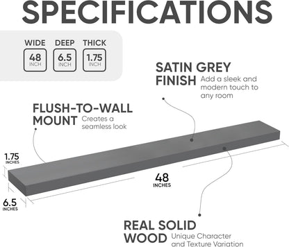 Homeforia 24 inch Natural Floating Shelf, High End Solid Real Wood 24inch Small Floating Shelves for Wall Mounted, Natural Wooden Floating Shelves, Heavy Duty Bracket, 24 X 6.5 X 1.75 in, Set of 2