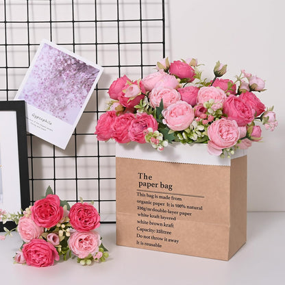 MARTINE MALL 2 Packs Peonies Artificial Flowers, Light Pink Artificial Peonies, Silk Peonies Flowers Fake Peonies Artificial Flowers Peonies Bouquet for Centerpiece Table Wedding Party Home Decor