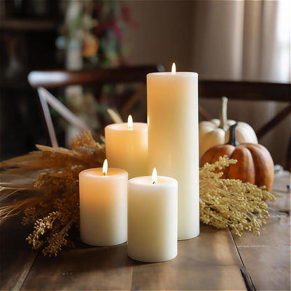 Unscented Ivory Pillar Candles Set of 6-2.8x4 inch - Dripless and Smokeless Large Pillar Candles, 50-Hours Long Burning Time Paraffin Candle for Dinner Table, Christmas and Home Decor