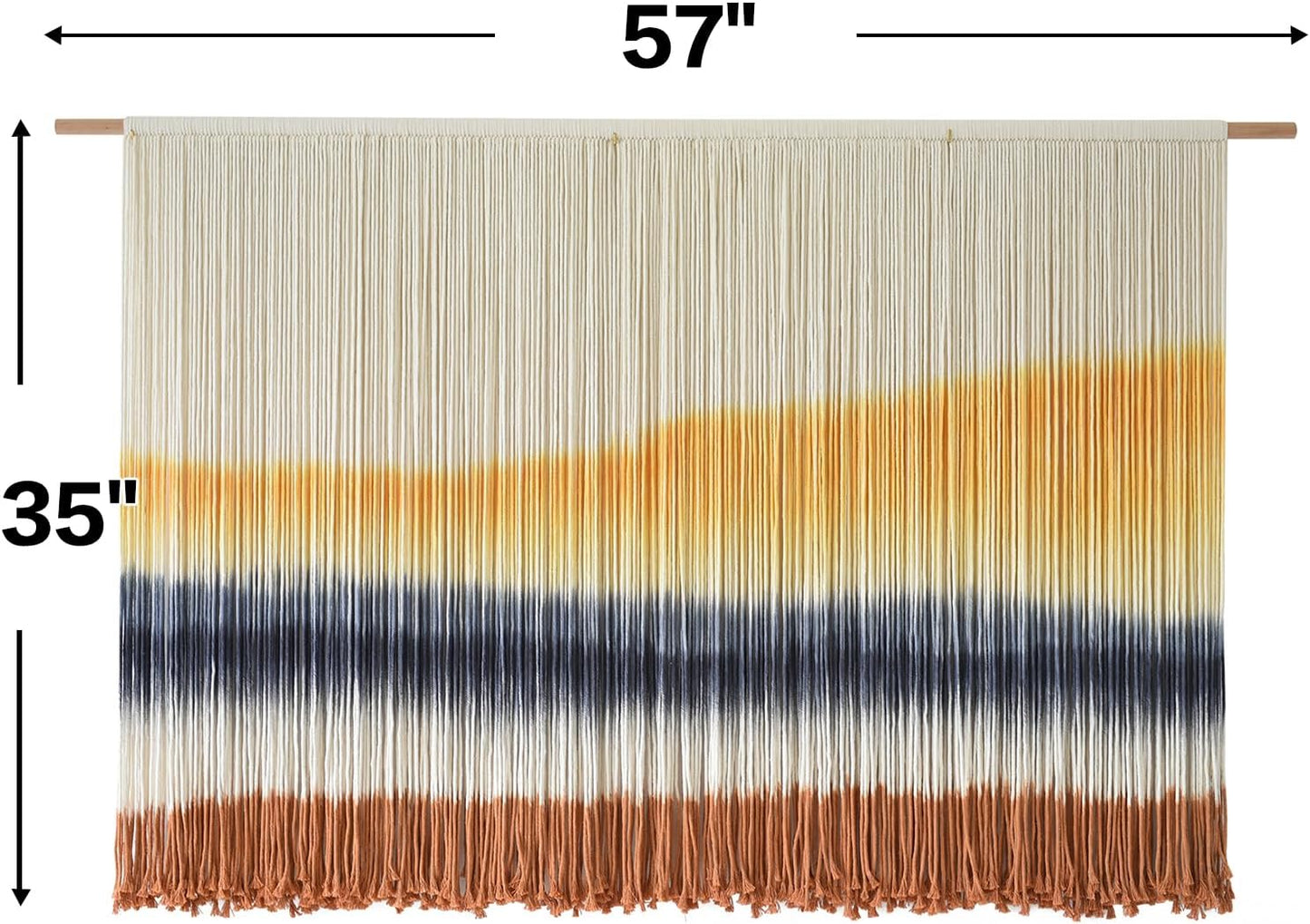 Flber Macrame Wall Hanging Macrame Wall Decor Large-Scale Tie-Dye Tapestry Living Home Room Wall Decor 57" Wx 35" L