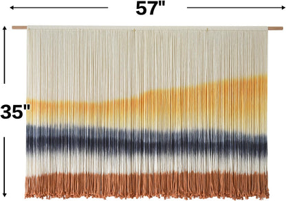 Flber Macrame Wall Hanging Macrame Wall Decor Large-Scale Tie-Dye Tapestry Living Home Room Wall Decor 57" Wx 35" L