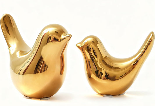 Notakia Wood Look Ceramic Birds Statues Home Decor Modern Style Decorative Ornaments for Living Room, Bedroom, Office Desktop, Pottery barn Decor