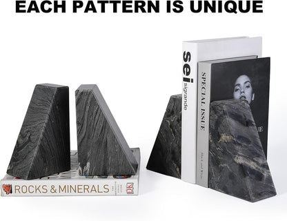 Karibiber Travertine Bookends for Heavy Books, Marble Decorative Bookends for Shelves, Heavy-Duty Stone Book Ends for Hardback Book & Cookbooks, Unique Book Stopper & Holder, Travertino Italy