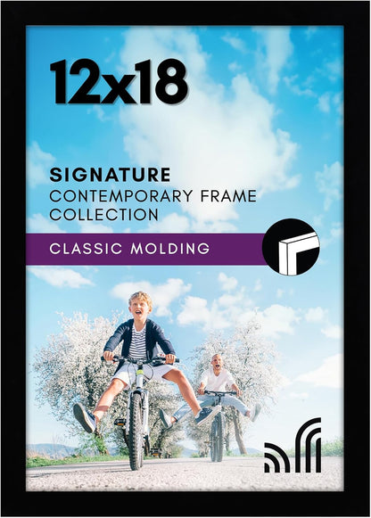 Americanflat 12x18 Poster Frame with Shatter-Resistant Glass - Signature Collection - Gallery-Style Frames Made of Engineered Wood - Photo Frame for Wall Display - Black - Colors B