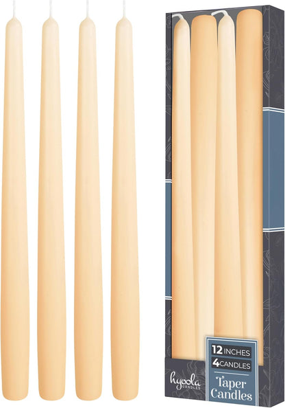 Hyoola Tall Taper Candles - 10 Inch Metallic Gold Unscented Dripless Taper Candles - 8 Hour Burn Time - 4 Pack