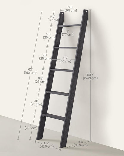VASAGLE Blanket Ladder Decorative Farmhouse for The Living Room, 5-Tier Ladder Shelf, Ladder Rack for Storage and Decor, Honey Brown ULLS018K41