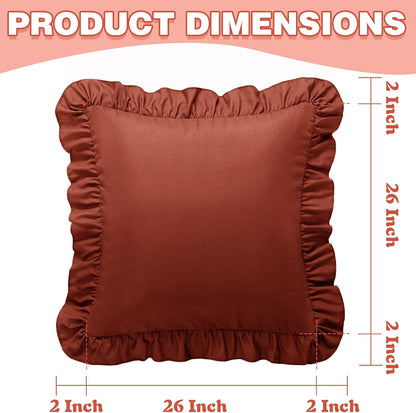 KKJIAF Ruffle Pillow Cases 26x26 Inches, White Square Ruffled Pillow Covers Set of 2, Microfiber Wrinkle Resistant Pillow Shams with Envelope Closure for Sofa Bed Living Room