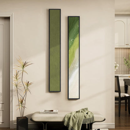 Long Narrow Framed Neutral Abstract Vertical Wall Art Set, 2 Piece Modern Canvas Prints Paintings Artwork for Walls, Beige and Brown Minimalist Pictures for Hallway Entryway Living Room Bedroom Decor
