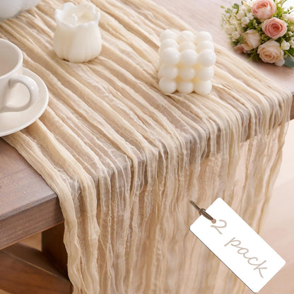 2pcs Cheesecloth Table Runner 120 Inches Pink Boho Gauze Cheese Cloth Runner 10FT Rustic Sheer Fall Table Runners for Thanksgiving Baby Shower Party Holiday Wedding Decoration
