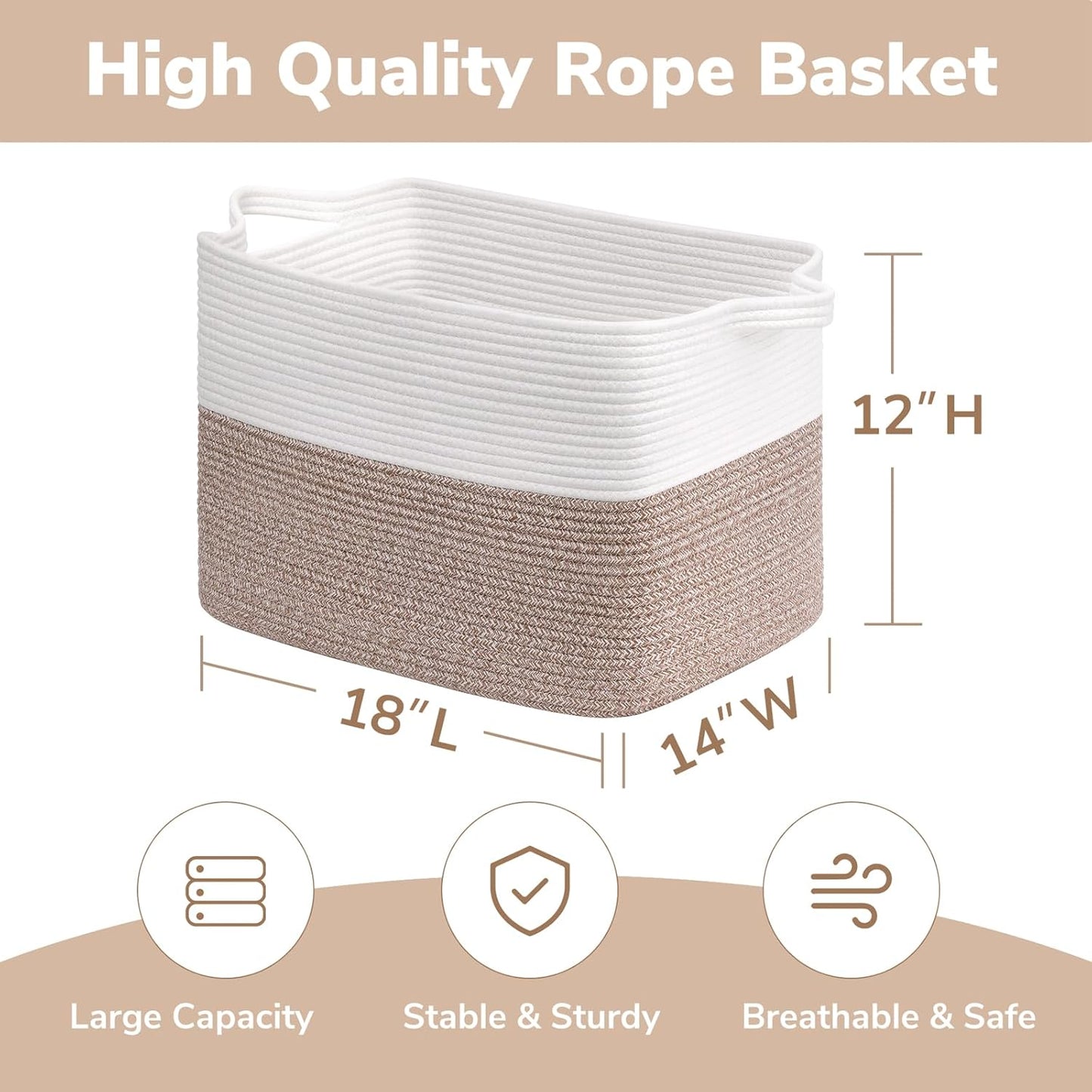 Goodpick Cube Storage Bins - Towel, Book, Cloth, Shoes, Closet Shelf Woven Baskets for Office, Baby Laundry, Toys, 13''x10''x9''