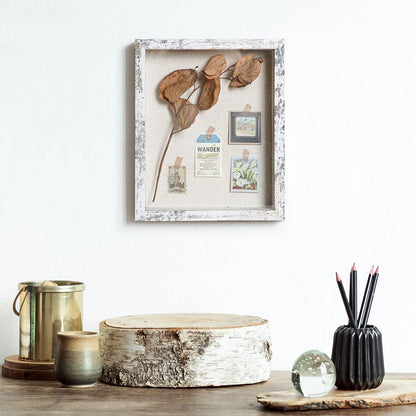 Califortree 8x10 Shadow Box Frame with Linen Back - Sturdy Rustic Memory Display Case of Flower, Pictures, Medals and More, White