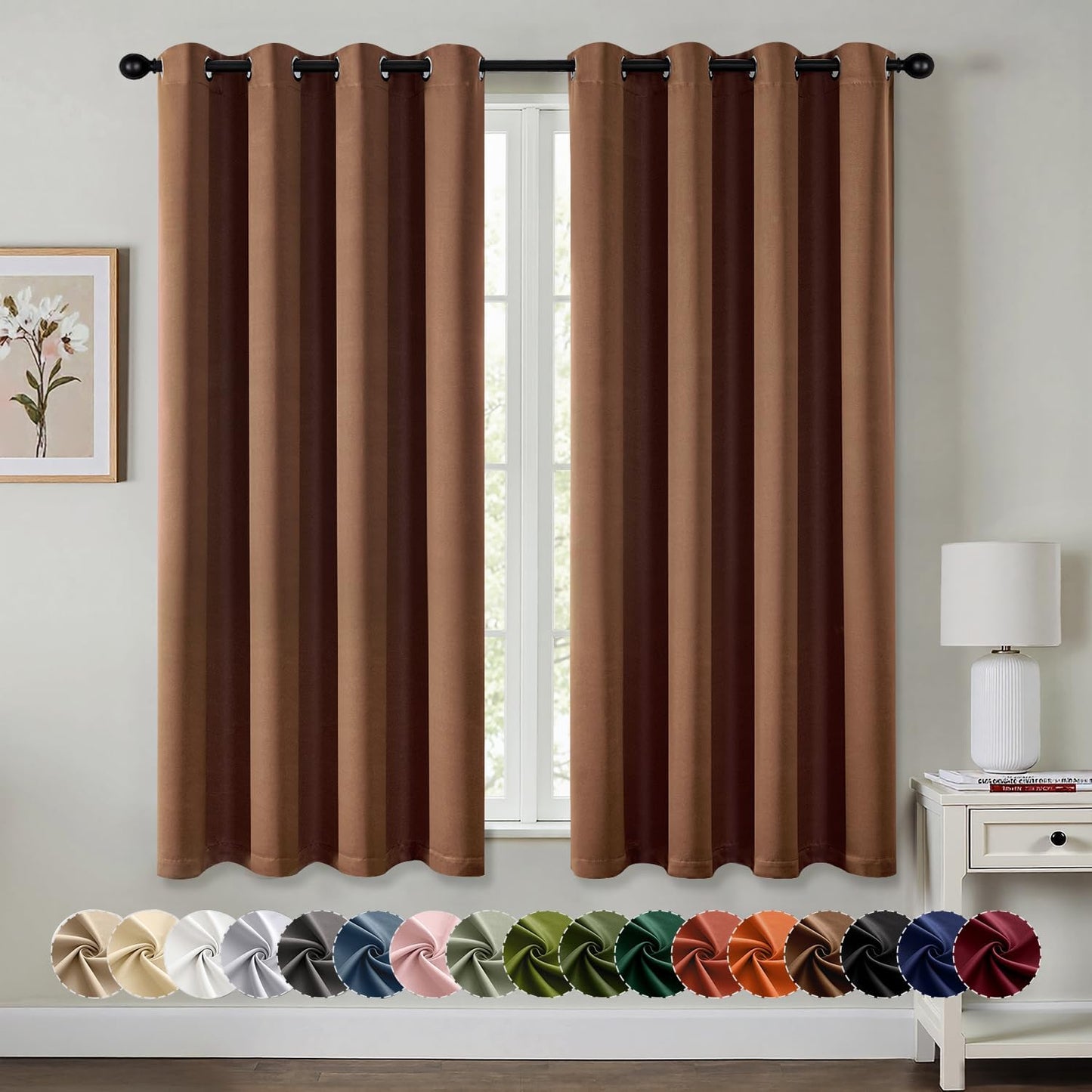 MIULEE Blackout Curtains for Bedroom Living Room 2 Panels, Thermal Insulated Room Darkening Drapes Grommet Noise Reducing Light Blocking Window Treatments 63 Inches Long 40x63 Inch Black - Colors A