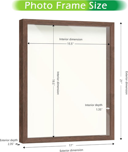FrameWorks 11” x 14” Dark Oak Wooden Shadow Box Frame – Display Case with Soft Felt Back, Memory Box with Tempered Glass, Display Box with Elegant White Ball Push Pins, Wooden Flower Box