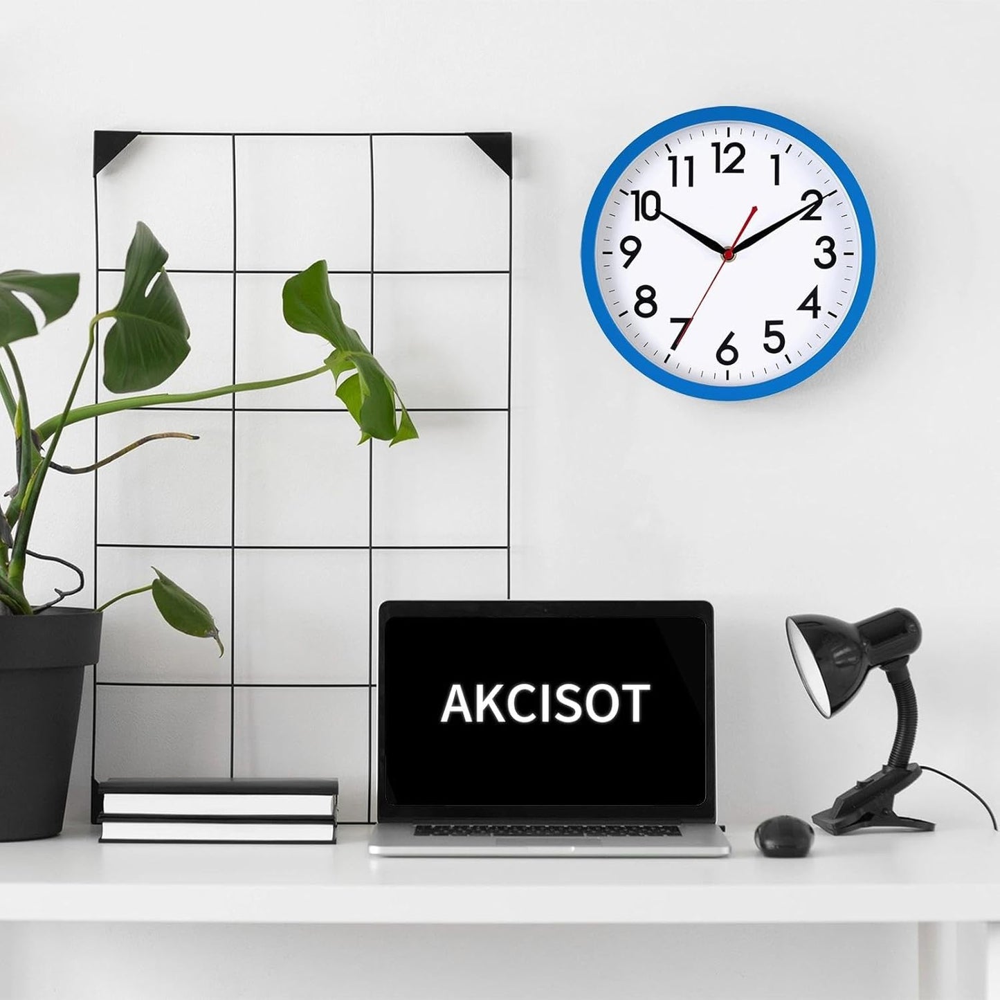 AKCISOT Wall Clock, Modern Small Wall Clocks Battery Operated 8 Inch, Silent Non-Ticking Analog Classic for Office, Home, Bathroom, Kitchen, Bedroom, School(Black)