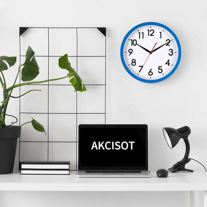 AKCISOT Wall Clock, Modern Small Wall Clocks Battery Operated 8 Inch, Silent Non-Ticking Analog Classic for Office, Home, Bathroom, Kitchen, Bedroom, School(Black)