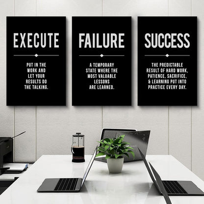 Inspirational Canvas Painting Wall Art -EPHANY ART,Mindset Quotes Prints, Success Framed Entrepreneur Poster Positive Quotes Wall Poster for Home Office Workplace (M-3pcs,12x16inchx3pcs)