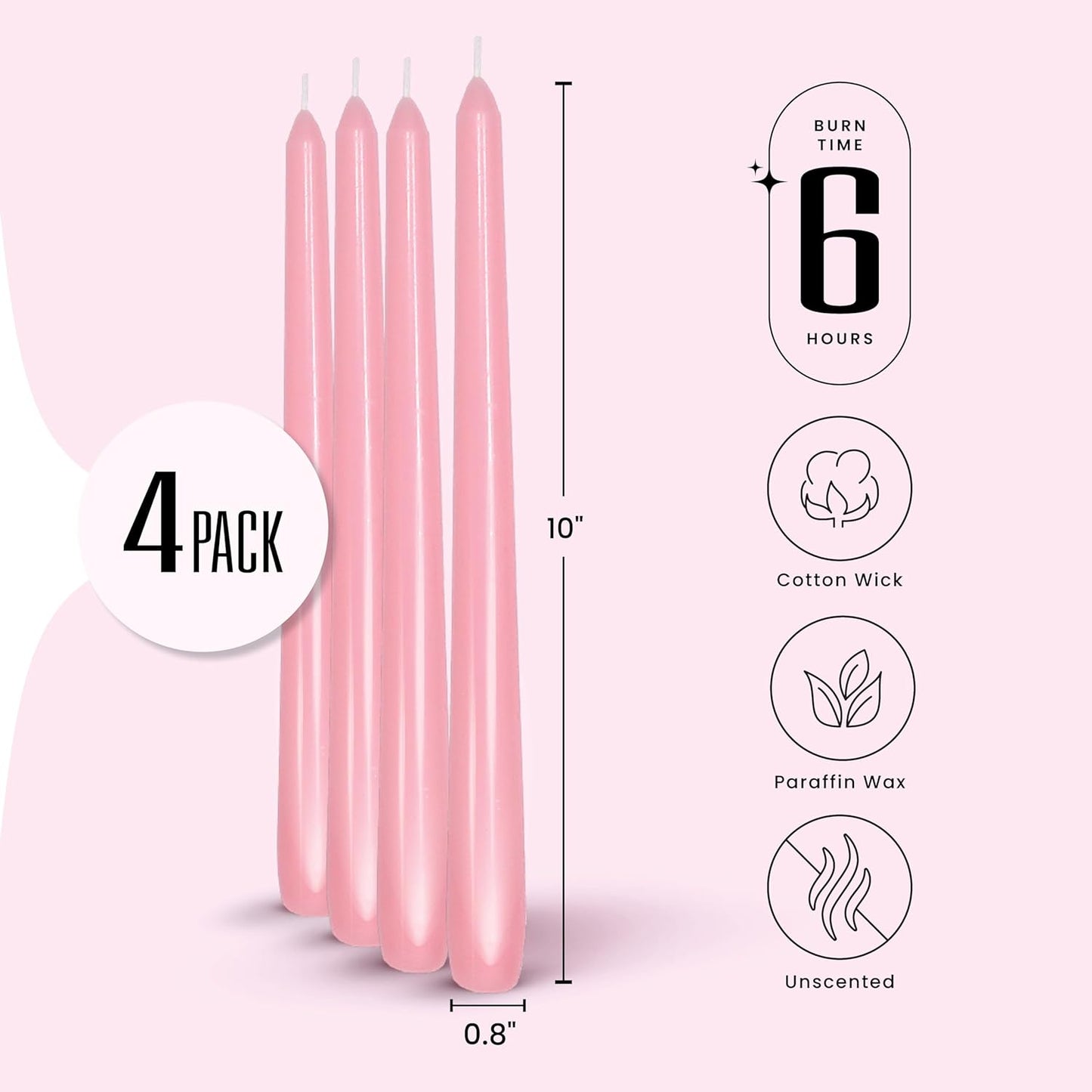 Leor & Lair Ivory Taper Candles - 4 Pack 10" Ivory Candlesticks - Unscented Cream Candle Sticks for Home Decoration, Holiday Tables, Weddings, Restaurants & Business Events