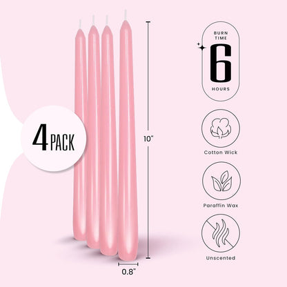 Leor & Lair Ivory Taper Candles - 4 Pack 10" Ivory Candlesticks - Unscented Cream Candle Sticks for Home Decoration, Holiday Tables, Weddings, Restaurants & Business Events