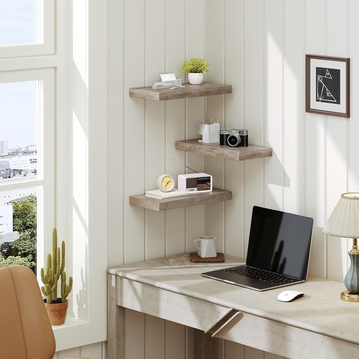 RALGEND Floating Shelves for Wall, 1.5" Thick Wall Shelf Set of 3 with Invisible Brackets, L31.5 x W7.9 Hanging Shelves Farmhouse Home Decor for Bathroom, Living Room, Bedroom, Rustic Brown 8301BJP3BF