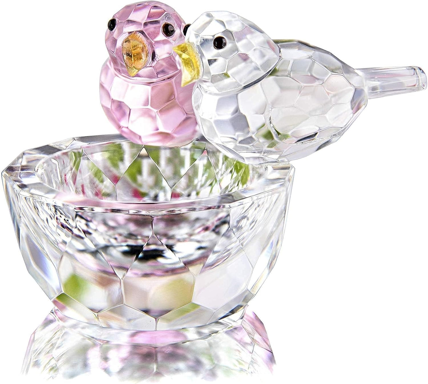 HDCRYSTALGIFTS 3.3'' Crystal Bird Figurine Collectible Art Glass Animal Figurines Table Home Decor Paperweight Valentine’s Day for Women