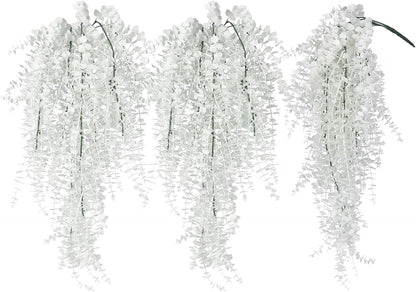 RECUTMS Artificial Hanging Plants Fake Hanging Plant Faux Eucalyptus Leaf Greenery Vine Outdoor UV Resistant Plastic Plants Home Garden Wedding Party Indoor Outdoor Decorations(White)