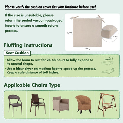 MIULEE Beige Outdoor Bench Cushion Set of 1, 48x18x3 Inch Waterproof Patio Seat Cushions for Swing and Outdoor Furniture Couch Sofa, 3 Year Color Fastness High Density Foam with Adjustable Ties