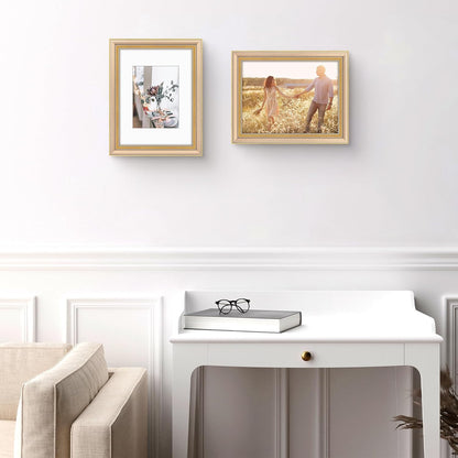 Golden State Art,11x14 Ornate Picture Frame for 8x10 Photo with Mat or 11 x 14 Prints without Mat,Real Glass Wall Display(Color:Green Gold)