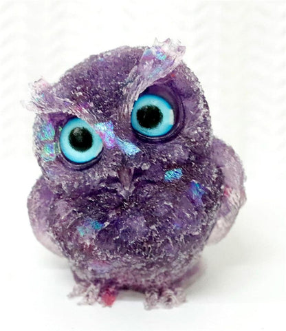 OwMell Owl Statue Tumbled Stone Gemstone Owl Figurine Home Decor Shelf Decor 2.5" - Turquoise