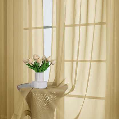OWENIE Sheer Curtains 84 inches Long 2 Panels Set for Living Room/Bedroom, Rod Pocket Voile Sheer Panel Drapes, White, 2pcs, Each 42" W x 84" L - Colors B