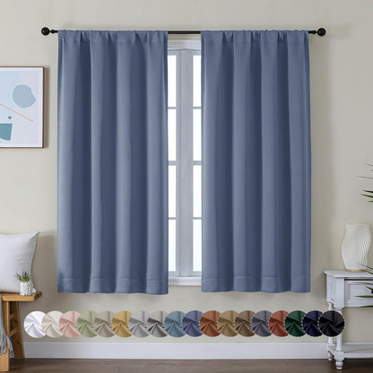 Simplebrand Ava Sage Green Blackout Curtains for Bedroom 63 Inch Length 2 Panels Set, Solid Thermal Insulated Energy Saving Rod Pocket Window Treatment Curtains Blackout Drapes, W40 x L63 Inch, Sage - Colors C
