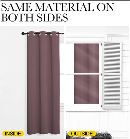 NICETOWN Halloween Pitch Black Solid Thermal Insulated Grommet Blackout Curtains/Drapes for Bedroom Window (2 Panels, 42 inches Wide by 63 inches Long, Black) - Colors E