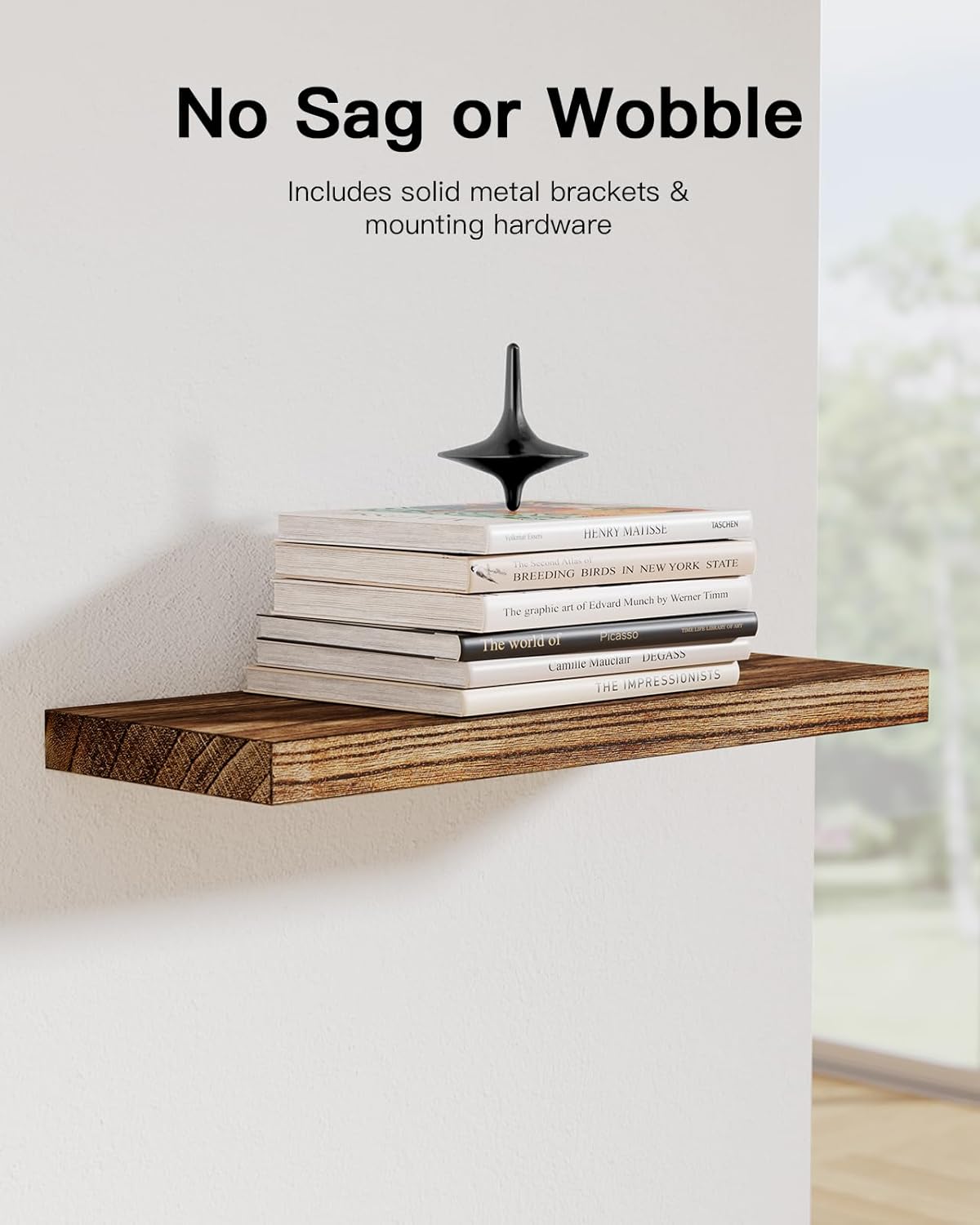 Amada Homefurnishing Floating Shelves, Paulownia Wood Wall Shelves for Living Room/Bedroom/Kitchen/Home Office, Wood Floating Shelf for Home Storage & Organization, Set of 4, 15.75″L x 5.91″W x 0.98″H