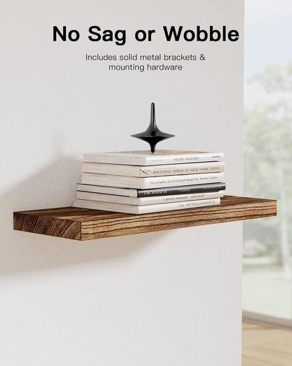 Amada Homefurnishing Floating Shelves, Paulownia Wood Wall Shelves for Living Room/Bedroom/Kitchen/Home Office, Wood Floating Shelf for Home Storage & Organization, Set of 4, 15.75″L x 5.91″W x 0.98″H