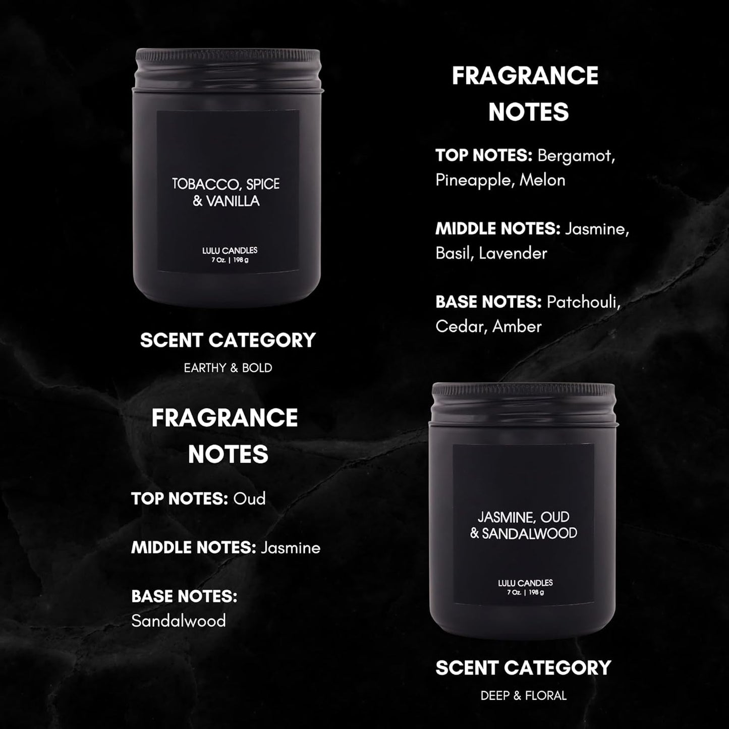 Lulu Candles | Jasmine, Oud & Sandalwood | Luxury Scented Soy Jar Candle | Hand Poured in The USA | Highly Scented & Long Lasting (9 Oz.)