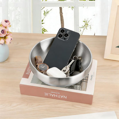 Key Bowl for Entryway Table Decorative Key Dish for Organizing Tabletop Catch All Bowl Gold Fruit Bowls for Kitchen Counter, Coffee Table,7.4 Inches