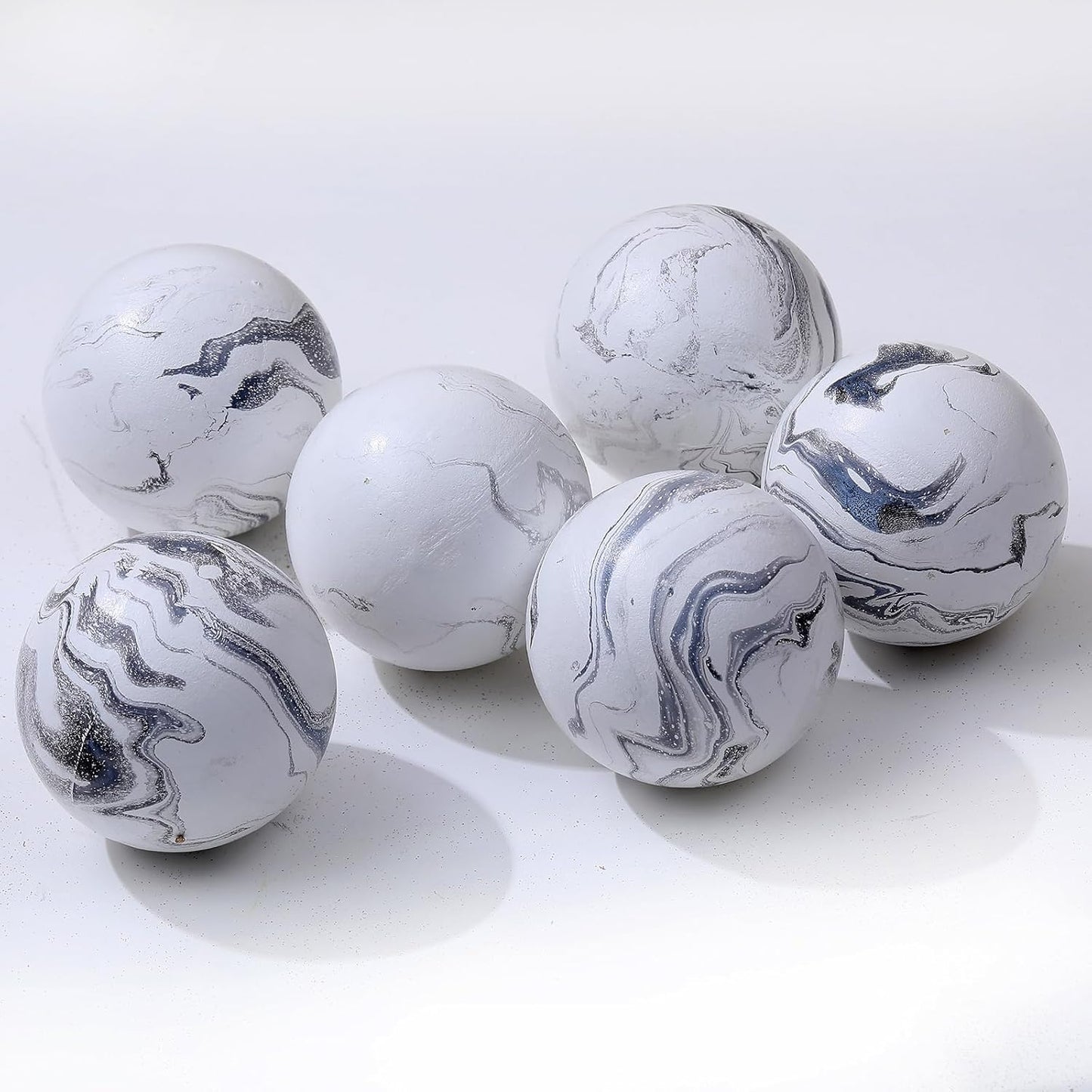 Set of 6 Decorative Orbs for Bowls and Vases - Circle Pattern - Resin Round Sphere Balls for Living, Dining Room Coffee Table Centerpiece Home Decor