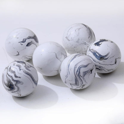 Set of 6 Decorative Orbs for Bowls and Vases - Circle Pattern - Resin Round Sphere Balls for Living, Dining Room Coffee Table Centerpiece Home Decor