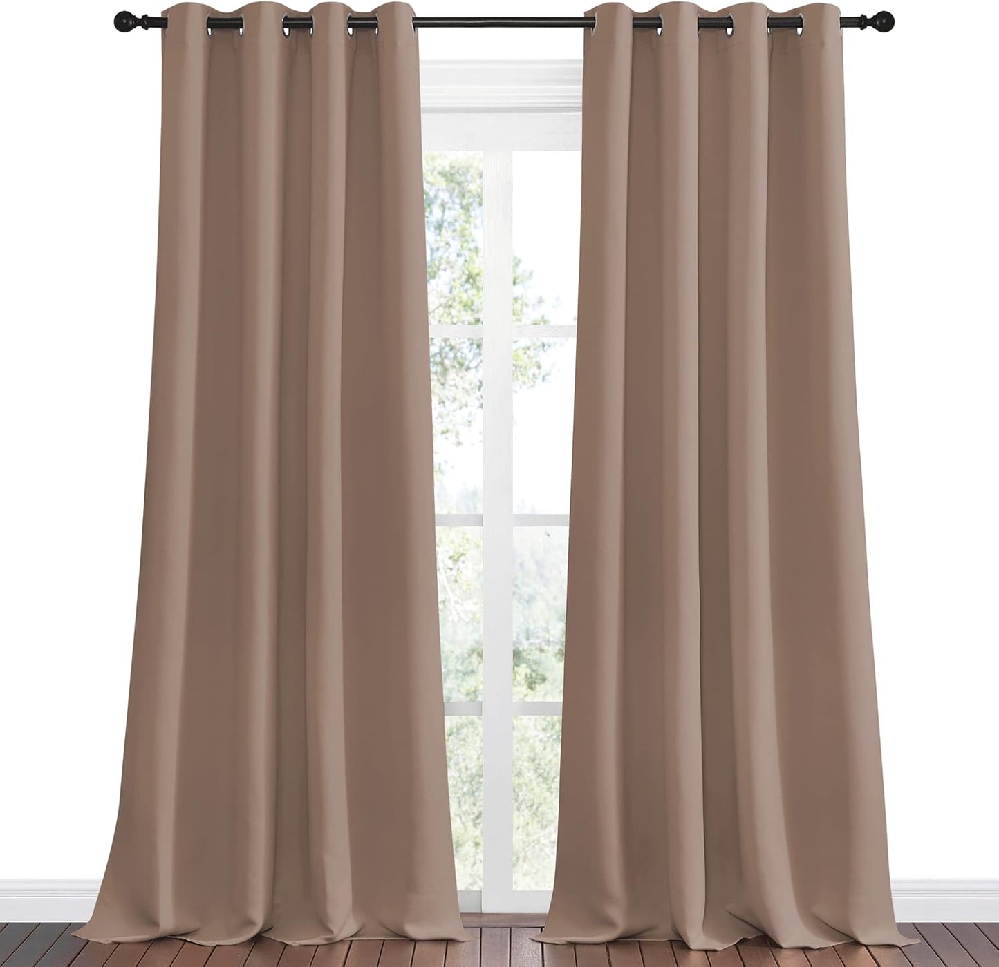 NICETOWN Halloween Pitch Black Solid Thermal Insulated Grommet Blackout Curtains/Drapes for Bedroom Window (2 Panels, 42 inches Wide by 63 inches Long, Black) - Colors D